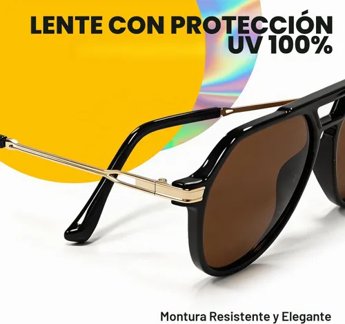 Vista 6 de VISOONE Aviator Sunglasses for Women Men UV400 Protection Retro Shades Negro/Marrón
