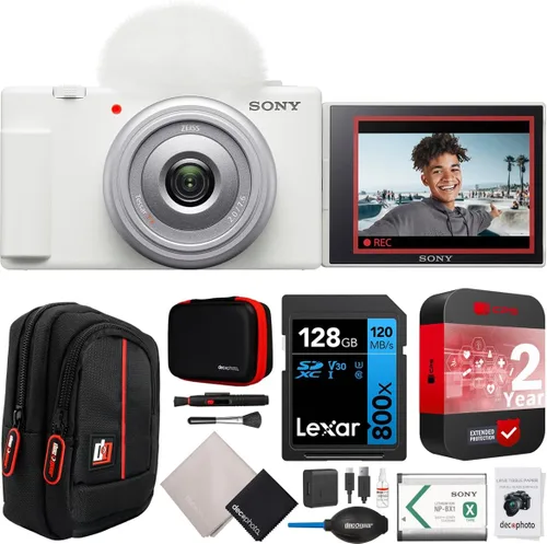 Vista 10 de Cámara Sony ZV-1F Vlog con video 4K y 20.1MP para creadores de contenido y vloggers, color blanco ZV-1F/W Modelo oficial de Sony USA Paquete
