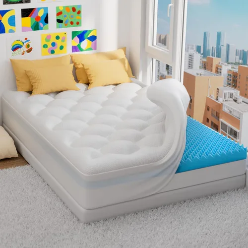 Vista 9 de OhGeni Cubrecolchón de espuma viscoelástica individual XL de 2 pulgadas con funda, funda de cama suave con base antideslizante, mejorado con gel