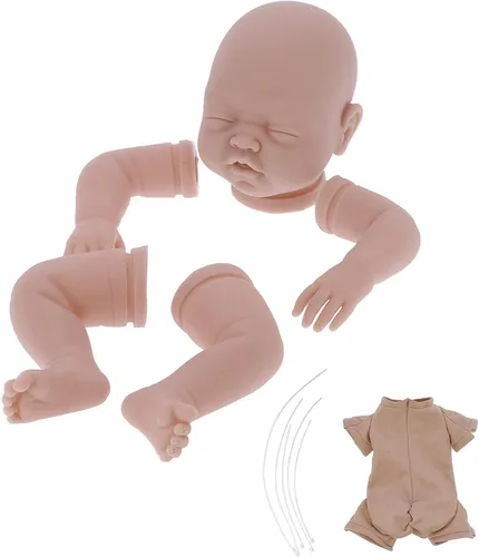 Vista 9 de SUNGOOYUE Kit de muñeca DIY de 22 pulgadas, muñeca sin pintar, conjunto de accesorios de piezas de extremidades suaves para bebés