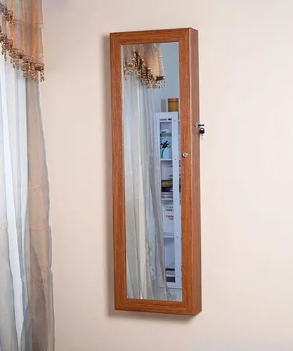 Vista 2 de Veemuaro Armario de joyería, organizador de joyas montado en la paredpuerta de 47.2 pulgadas de alto, con espejo, caja organizadora de joyas