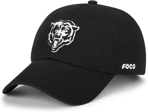 Vista 26 de FOCO NFL Gorras y Gorras Casuales para Hombres con Logotipo de Equipo de la NFL, Negro y Blanco
