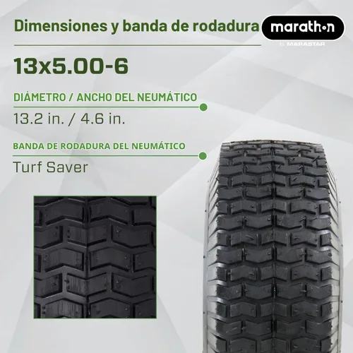 Vista 3 de Marathon 20336 13x5.00-6" neumático neumático y conjunto de rueda, neumático de repuesto para cortacésped