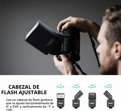 Vista 7 de Godox TT520III TT520 III Flash de cámara, flash universal de zapata caliente, flash manual GN33 con transmisor inalámbrico RT-16, compatible