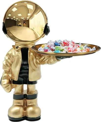 Vista 14 de Estatuas de astronauta Dosker, escultura de hombre espacial de poliresina, regalos de arte en azul claro, adorno de figura para decoración