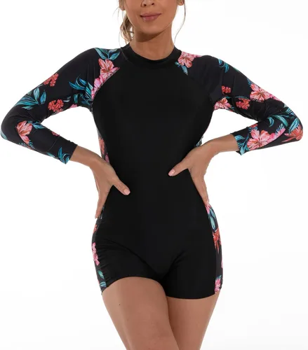 Vista 2 de YATEEN Traje de baño de una pieza de manga larga con protección solar UPF 50+ para mujer