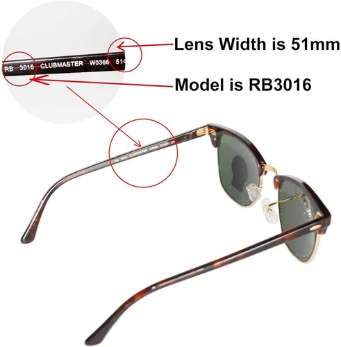 Vista 5 de Walleva Replacement Lenses for Ray-Ban Clubmaster RB3016 51mm- Multiple Options