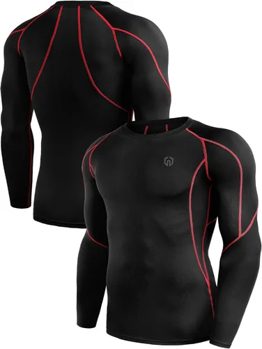 Vista 2 de Neleus - Camisas de compresión de manga larga para hombre, para ejercitarte, correr, 3 u.