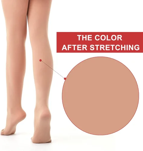 Vista 5 de Feisract Mallas de ballet para niña y mujer, ultra suaves, Pro Hold Stretch Footed Tight