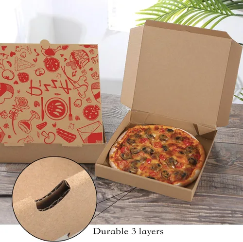 Vista 3 de Cajas de pizza, paquete de 15 cajas de pizza corrugada de papel kraft de 7.3 x 7.3 x 1.6 pulgadas, cajas de comida para llevar, cajas de embalaje