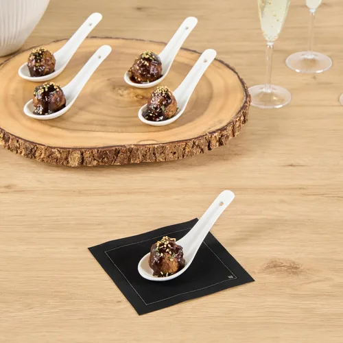 Vista 10 de Restaurantware Cuchara de degustación asiática de 4.9 pulgadas: aperitivo de porcelana blanca y cuchara de sopa - Perfecto para eventos de catering