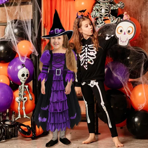 Vista 6 de Kitimi Carnival Costume for Girls, Girls Witch Costume, Kids Toddler Halloween Costume, Kids Girls Witch Costume for Party