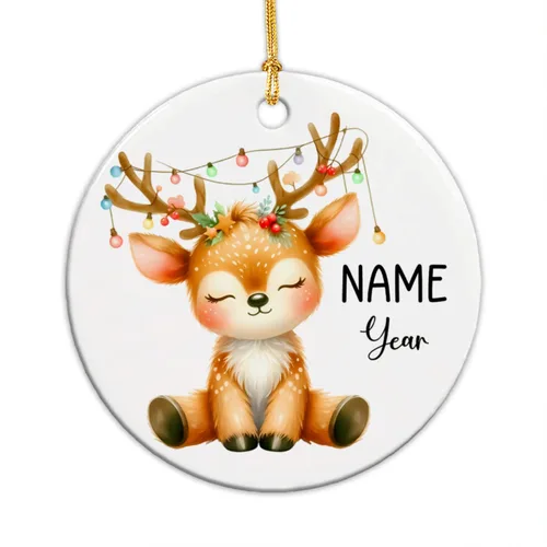 Vista 22 de Adornos de Navidad personalizados de vaca para niños, adornos personalizados de la primera Navidad del bebé de vaca para recién nacido, adorno