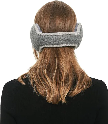 Vista 2 de Niction Orejeras de invierno para mujer, orejeras de invierno unisex de punto cálido, orejeras plegables para mujer