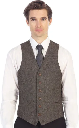 Vista 112 de Gioberti Chaleco de tweed formal de 6 botones para hombres