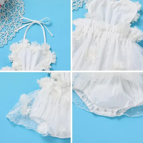 Vista 3 de Traje de bebé niña primer cumpleaños traje de encaje tul mameluco princesa tutú vestido de un año cumpleaños pastel Smash fotografía ropa
