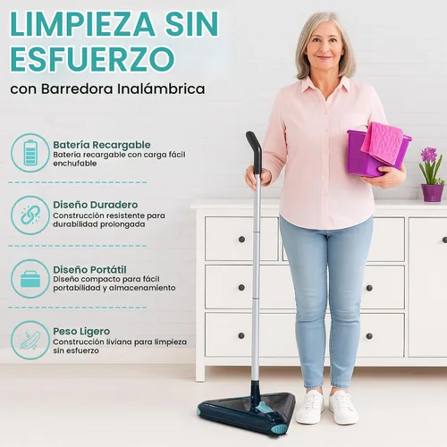 Vista 3 de Zippi Barridor Max - Versión 2025 Barridor Ligero, Diseño Triangular Permite Barrer en Esquinas, Perfecto para Alfombra Corta, Piso Duro y Cerámica