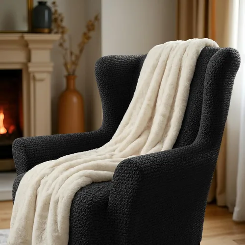 Vista 8 de PAULATO BY GA.I.CO. Funda elástica para silla con respaldo de ala, 1 pieza, funda de sillón bielástica con respaldo de ala, protector de muebles