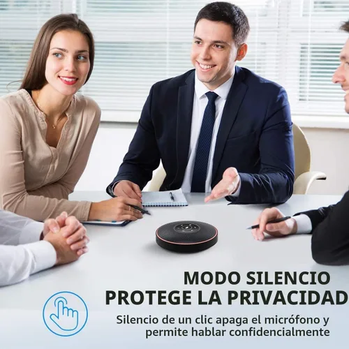 Vista 8 de EMEET Altavoz Bluetooth M2 Negro Altavoz de conferencia para 5-8 personas Conferencia de negocios 360º Recogida de voz 4 AI Micrófono autoadaptable