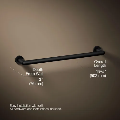 Vista 4 de Kohler 97878-BL Kumin Toallero de 18 pulgadas, negro mate