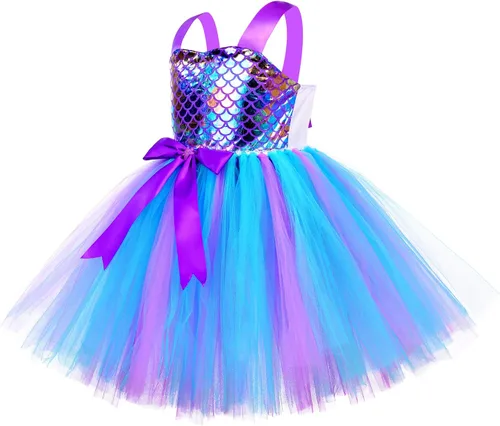Vista 4 de Tutu Dreams Full Set Mermaid Dress for Girls Birthday Halloween Party Gifts Dress Up Clothes