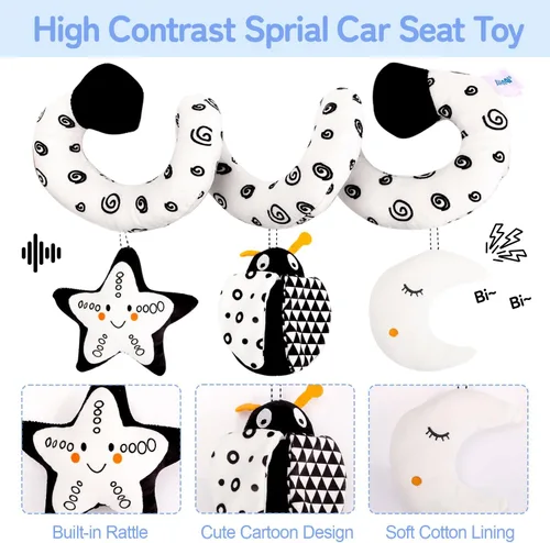 Vista 3 de Juguetes sensoriales para bebés de alto contraste para recién nacidos, en blanco y negro, para desarrollo cerebral de 0 a 6 a 12 meses, juguetes
