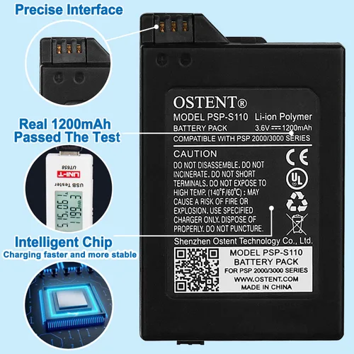 Vista 5 de OSTENT 1200mAh 3.6V Li-ion Polymer Lithium Ion Rechargeable Battery Pack Replacement for Sony PSP 20003000 PSP-S110 Console