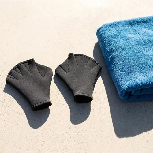 Vista 3 de BESPORTBLE Guantes de malla acuática para natación, entrenamiento acuático, resistencia al agua, ajuste acuático de entrenamiento acuático, palas
