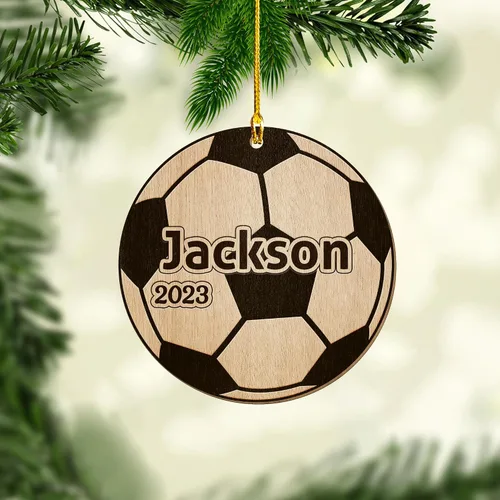 Vista 17 de Adorno plano de Navidad personalizado 2024, adorno de fútbol para niños, decoración de árbol de Navidad, regalos para jugadores de fútbol