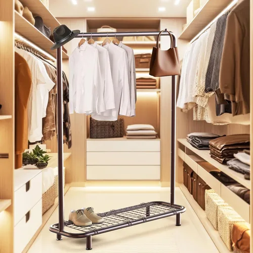 Vista 5 de Simple Houseware Estante de ropa con tubería industrial y estantes