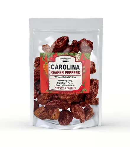 Vista 5 de Unpretentious Chiles secos enteros Carolina Reaper, 25 unidades, chiles extremadamente picantes, salsa picante