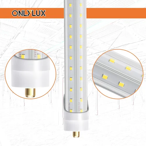 Vista 5 de ONLYLUX Bombillas LED de 8 pies, bombilla LED de 8 pies para tienda, 72 W, 6000 K, 10000 lm, súper brillante, luces T8 T10 T12 en forma de V FA8
