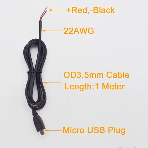 Vista 4 de 2 cables micro USB macho Pigtail de 3.3 ft/3.3 pies, cable de alimentación de 5 V, 3A 22 AWG, cable de enchufe macho micro USB, 2 cables, cable