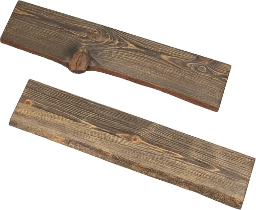 Vista 12 de PIPE DECOR Estante de madera sostenible Boulder de 24 pulgadas con borde vivo (solo madera), paquete de 2