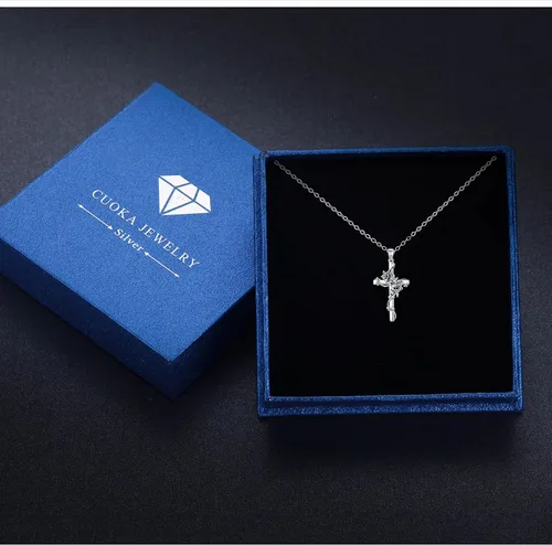 Vista 7 de Cross necklace 925 Sterling Silver Rose Crose Pendant Necklace Cross Necklace for Women (A-Rose Cross Necklace)