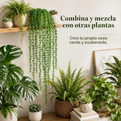 Vista 3 de Janinka - 8 suculentas artificiales a granel, plantas colgantes de 24 pulgadas