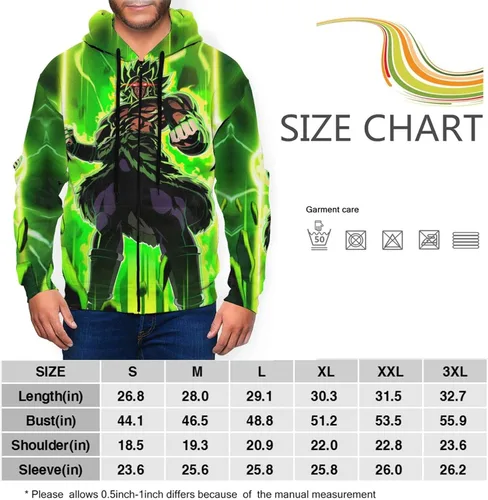 Vista 4 de SDKJFLKAWES Saiyajin Broly Mens 3D Print Casual Hooded Fashion Pullover Pockets Full Zip Hoodie Unisex zipper Sweatshirt