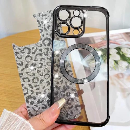 Vista 3 de Fiyart Diseñado para iPhone 16 Pro Max, Funda Compatible con MagSafe, Estampado de Guepardo, Placa de Protección de Cámara, Magnético, Brillante