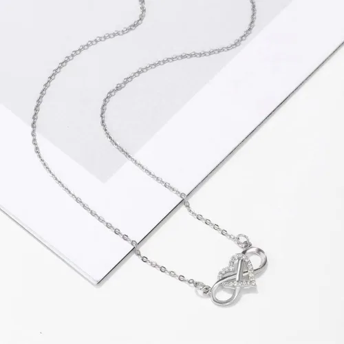 Vista 6 de Collar de plata para mujer, collar de corazón, delicado collar de plata de ley, collar de cadena de plata de ley