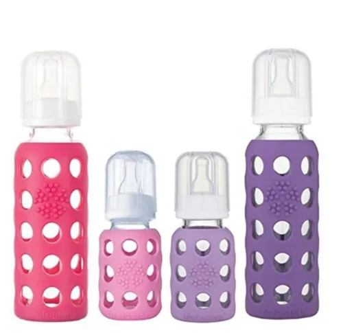 Vista 9 de Lifefactory Biberón de vidrio sin BPA Funda protectora de silicona Paquete de 2 de 4 onzas melón, plátano