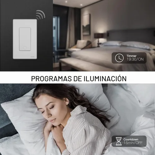 Vista 6 de MOES Interruptor inteligente Zigbee de 1 banda, no requiere cable neutro, interruptores de luz inteligentes de un solo polo, compatible con Alexa