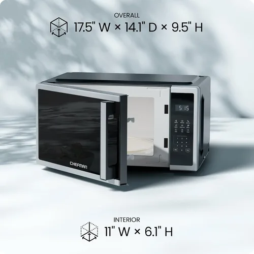 Vista 8 de Chefman Horno microondas compacto de 0.7 pies cúbicos, 700 W con 10 niveles de potencia, 3 ajustes preestablecidos de cocción con cocción expresa