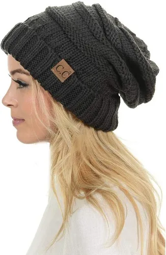 Vista 30 de Funky Junque Gorro de moda de punto trenzado de talla extragrande, grueso, abrigado, suave y holgado