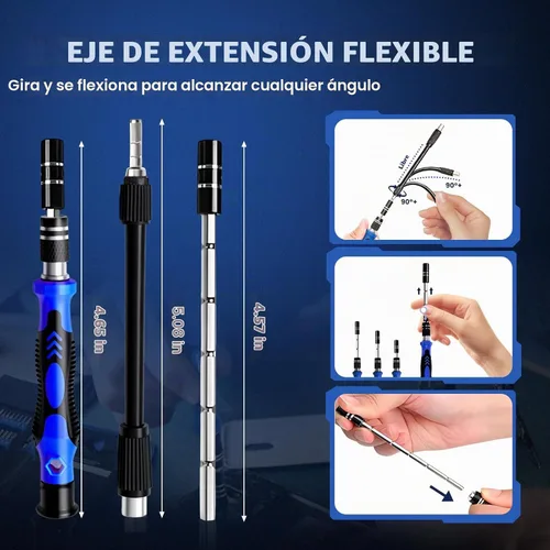 Vista 2 de Juego de destornilladores de precisión de 142 piezas para electrónicos – Kit de herramientas de reparación multi-bit para iPhone, MacBook, laptop