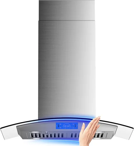 Vista 12 de FIREGAS Campana extractora negra para isla de 30 pulgadas, campana extractora de cocina para isla de 700 CFM con control táctil y por gestos