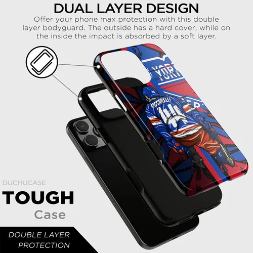 Vista 3 de Funda protectora personalizada con nombre y número de jugador de arte de hockey sobre hielo, compatible con iPhone 16, 15, 14, 12, 13, 11 X, XR, XS