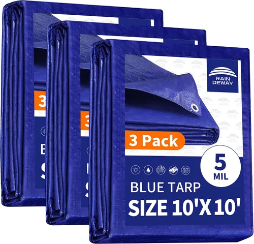 Vista 57 de RAINDEWAY Tarps - Lona impermeable de color azul de 4 x 16 pies de grosor, resistente a desgarros, multiusos, para techo, campamento, automóvil