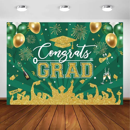 Vista 10 de Avezano Fondo de graduación Congrats Grad, decoraciones de fiesta de graduación de clase de 2026, fondo de sesión de fotos, felicitaciones