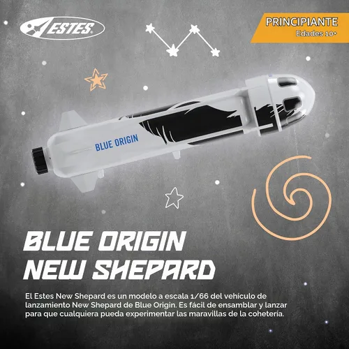 Vista 2 de Estes 2198 Blue Origin New Shepard - Kit de construcción de cohetes para principiantes a partir de 10 años