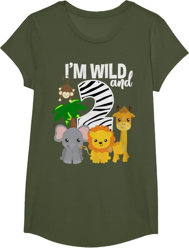 Vista 68 de Camiseta de cumpleaños con temática de zoológico de I'm Wild and 2, Negro, S